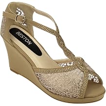 BESTON Top Moda Lord-8 Womens Platform Wedge Heel Peep Toe Criss Cross Sandals