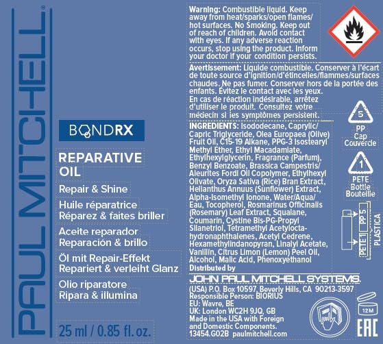 Paul Mitchell Bond Rx Reparative Oil, Repairs + Adds Shine, For Chemically Treated + Damaged Hair, 0.85 fl. oz.