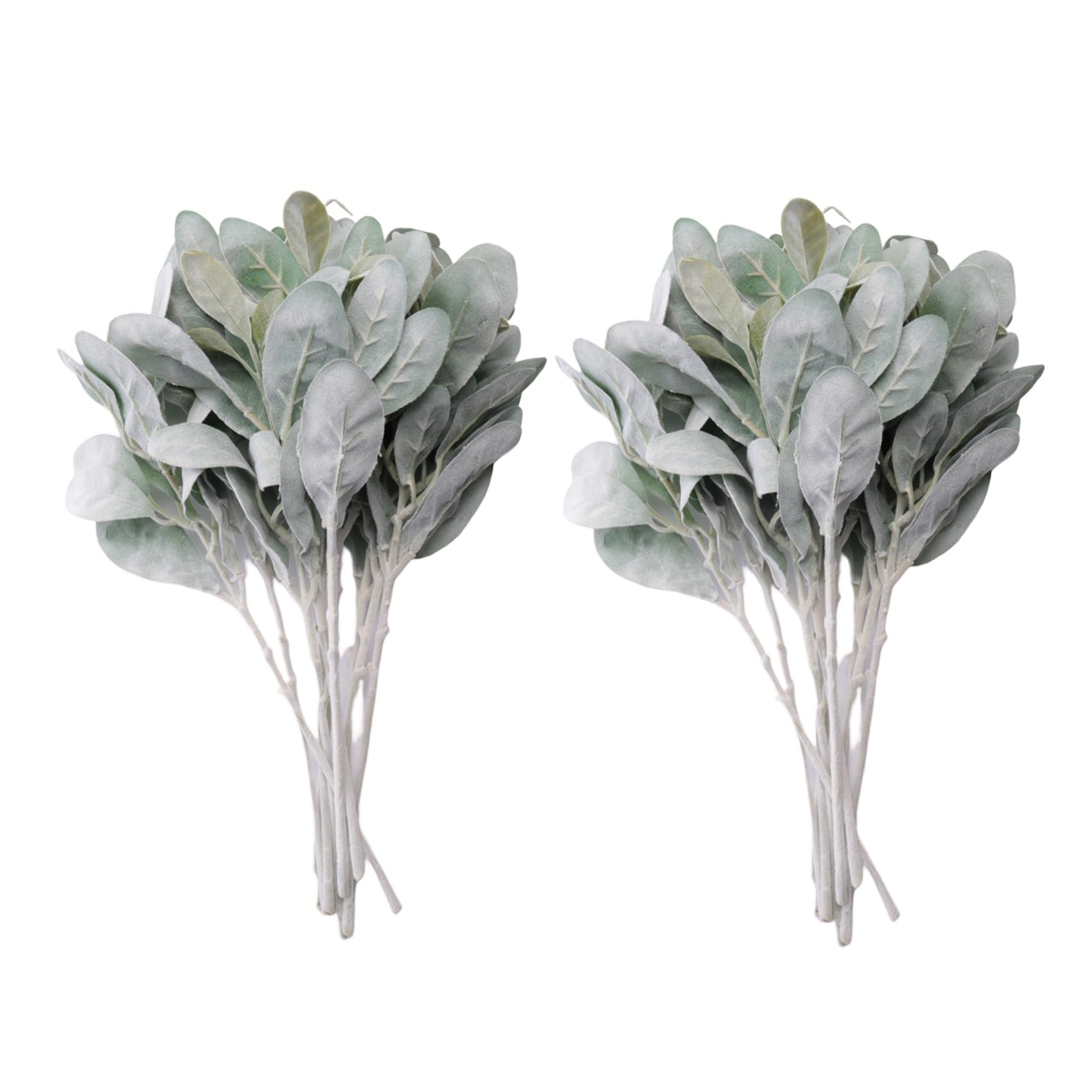 Hndhbfgrt 20 Pcs Artificial Flocked Lambs Ear Leaves Stems Flocked Oak Leaves Lamb's Ear Leaf for Home Wedding DIY