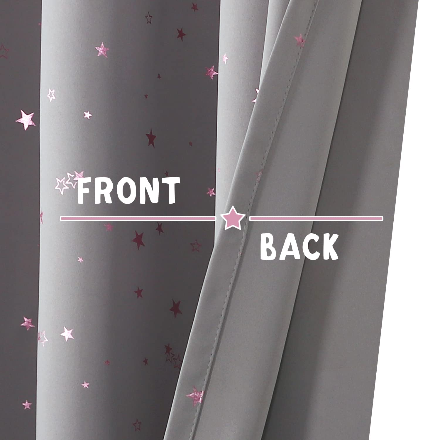 PrinceDeco Kids Blackout Curtains - Thermal Insulated Star Pattern Drapes For Nursery & Bedroom