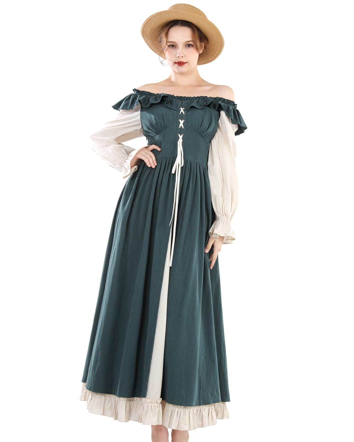 CR ROLECOS Vestido medieval para mujer, vestido renacentista, vestido de fiesta retro, disfraz victoriano, para Halloween, carnaval, disfraz