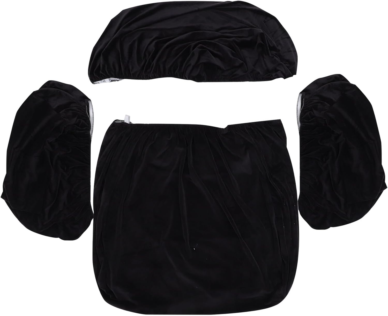 Amosfun Recliner Slipcover Set for Small Chairs, Black Stretch Couch Cover with Side Pocket, Thick Plush Silver Fox Fabric Protector, Furniture Cover for Living Room and Reclining Chairs