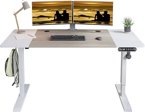 Miniatura 16 de Escritorio eléctrico de pie de altura ajustable, escritorio de computadora de pie sentado de 55 x 24 pulgadas, mesa de escritorio de pie para Negro