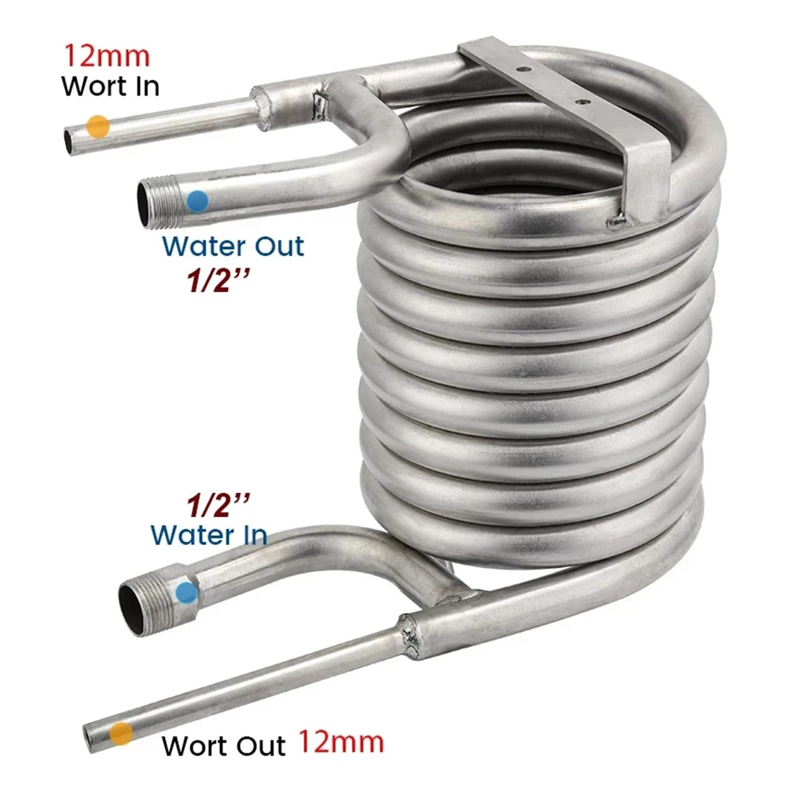 Enfriador de Mosto de contraflujo de Acero Inoxidable con intercambiador de Calor y serpentín de enfriamiento, Equipo de elaboración de Cerveza casera. Amplia Gama de Aplicaciones