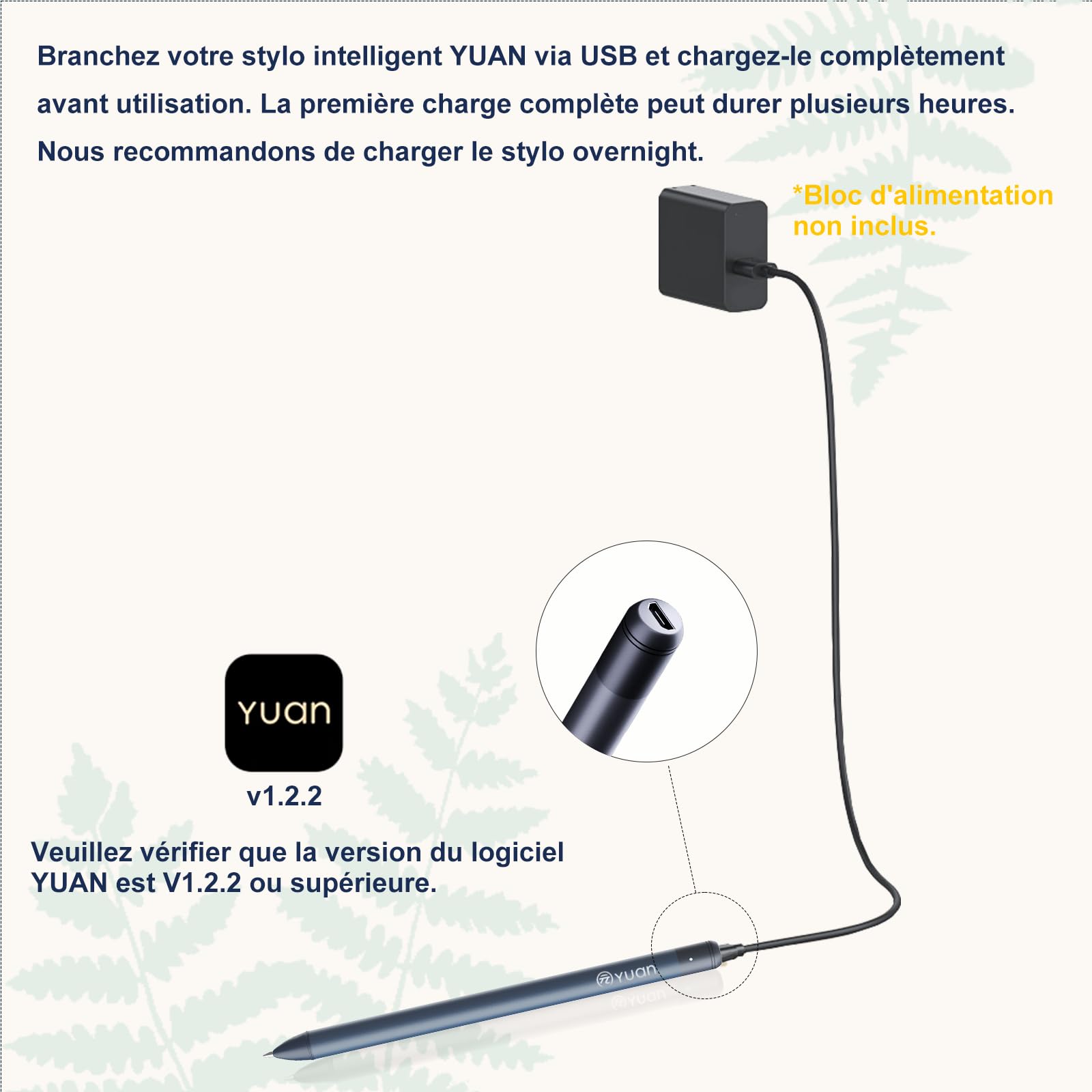 Yuan Smart Writing Set, Carnet Intelligent avec Stylo Connecté Inclus, Smartpen & Carnet Numérique de 188 pages, Tablette de Papier, écrire sur du vrai papier avec traitement numérique (marine)