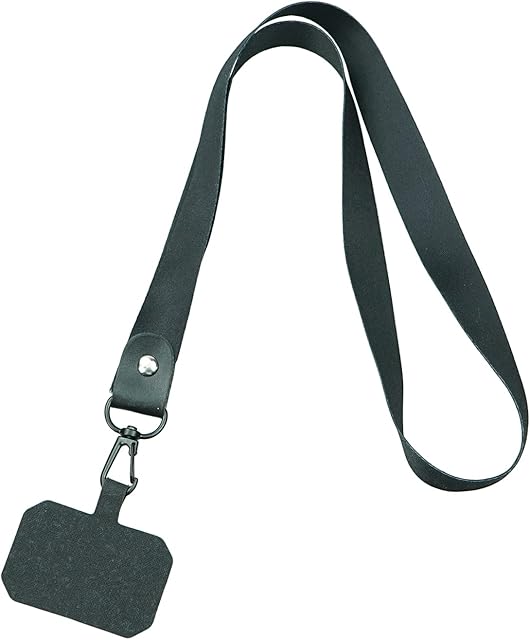 claiol Universial Phone Lanyard Neck Strap with Pads and Keychain for Smartphones, Keys, ID Card Holder or USB etc. (Black)