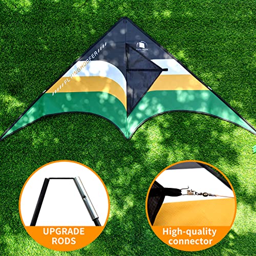 Flying Hoofer Delta Kite for Adults and Kids Ages 8-12，Easy to Fly Large Beach Kite (Black Green Yellow) - Thumbnail 3
