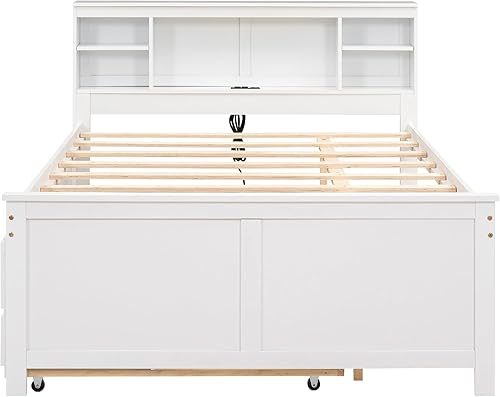 Miniatura 54 de Merax Cama de plataforma de madera tamaño individual con cama nido, no requiere somier, gris Gris,Espresso,Blanco