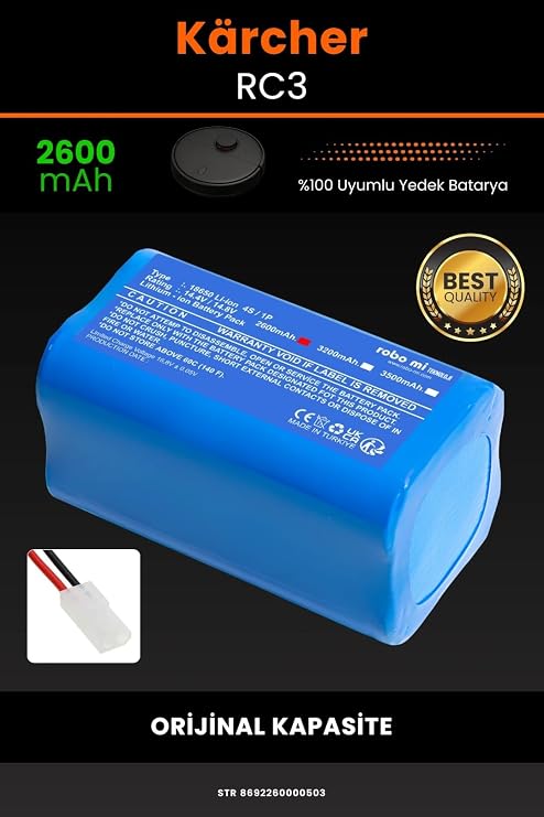 Kärcher RC3 Uyumlu 2600mAh Robot Süpürge Bataryası - Orijinal Kapasite