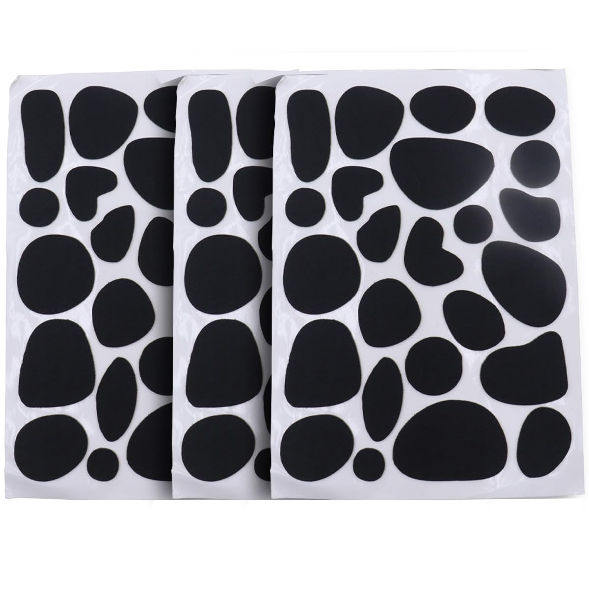 Qury 3 Pcs Sheets Self-Adhesive Felt Stickers Cow Stain Design Felt Gliders Sticky Dots Irregular Banner Stickers for Clothing Festival Party Decoration Craft Projects