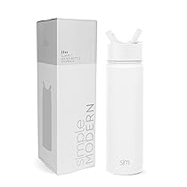 Simple Modern Borraccia Termica con Cannuccia | Bottiglia Acqua in Acciaio Inossidabile Isolato per Sport e Palestra | Summit | 650ml | Winter White