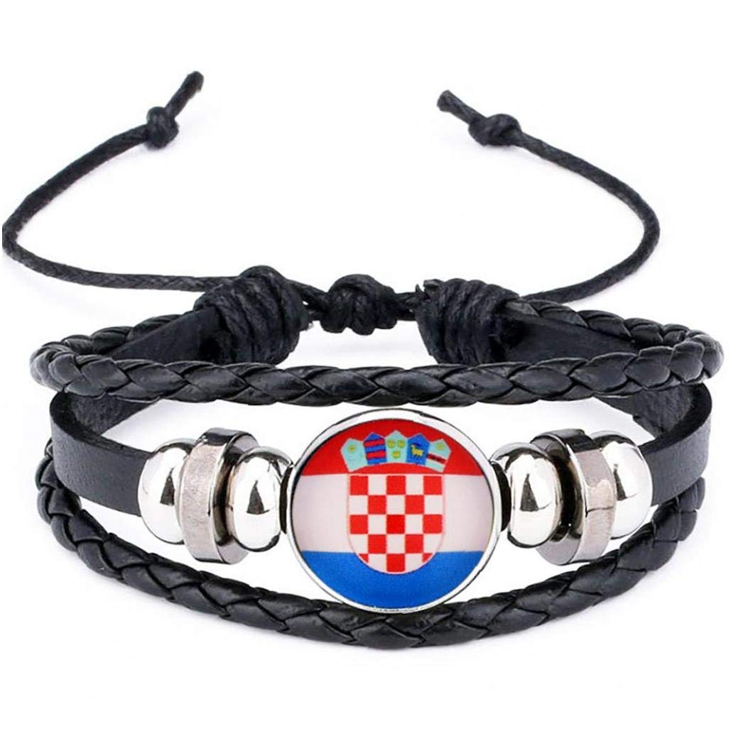 FEDSJUIHYG 2018 Croatia National Flag Charm Bracelet Bangles Leather Wristband Team Flags Hand Band BraceletCroatia National Flag Charm Bracelet