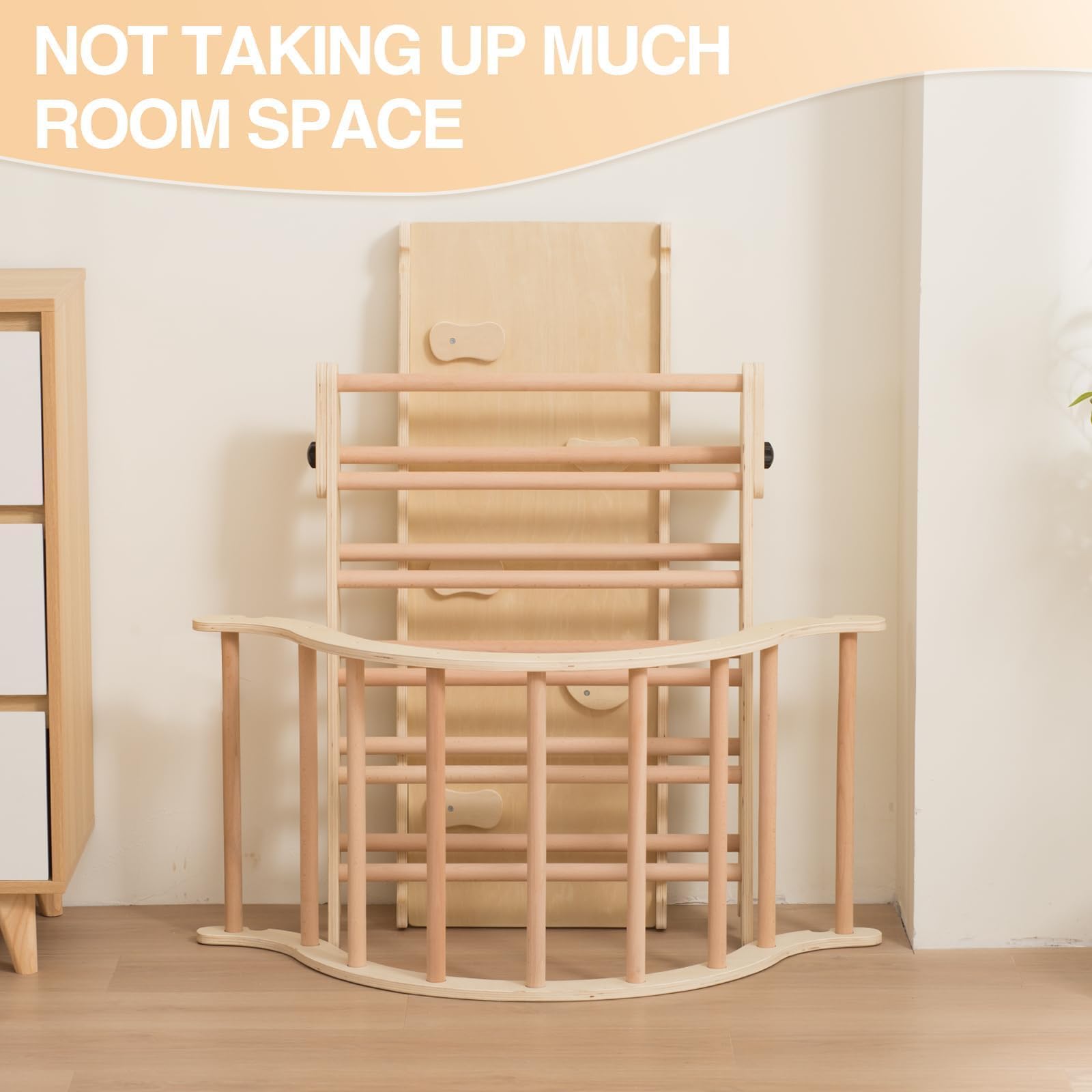 Giant bean Montessori Klettergerüst Vielseitiges Indoor-Klettergerüst 7-in-1 aus Holz – fördert Motorik & Spielspaß für Kinder ab 1 Jahr Kinder Klettergerüst (L)