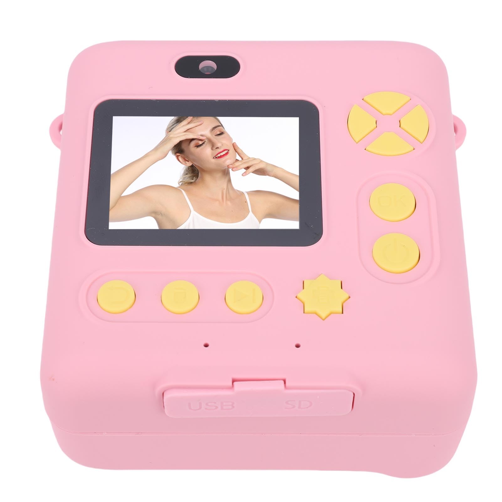 RiToEasysports Cámara de Impresión Instantánea para Niños, Cámara para Niños de Selfie Doble de Lente Doble HD 1080p con Papel Impreso para Juego Al Aire