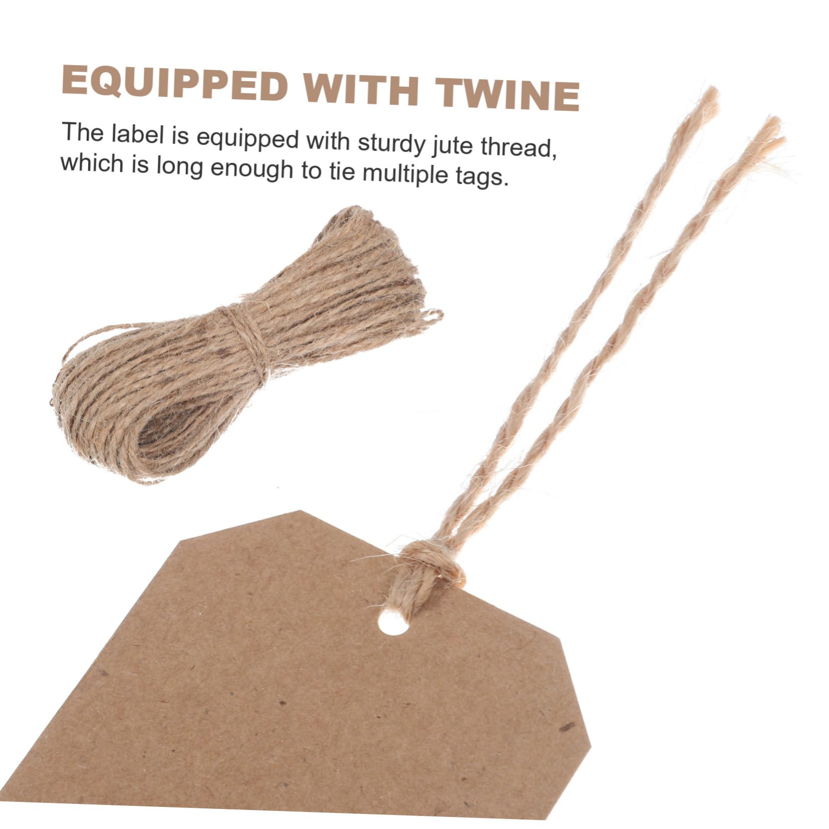 200 Étiquettes en Papier Kraft Multifonctions avec Ficelle de Jute, Légères et Simples, pour Décoration et Projets Diy, Couleur Kaki Classique