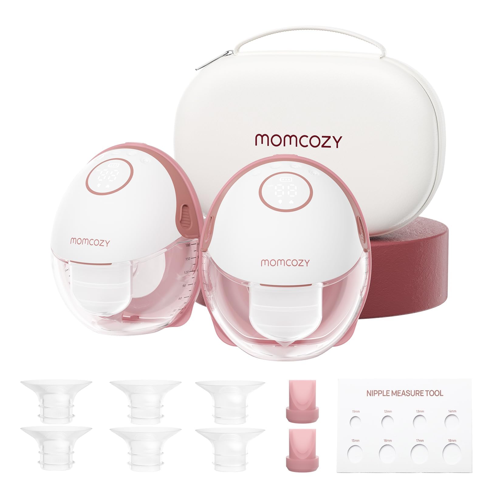 Momcozy Tiralatte a Mani libere Mobile Style | M6, Ritmo Ideale per Più Latte, Flangia DoubleFit, più Aderente e Discreto con 3 Modalità e 9 Livelli, 24mm (2, Rosso)
