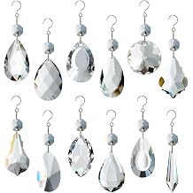12pcs Glass Crystal Chandelier Prisms, Rainbow Hanging Crystals Suncatcher for Windows, Home Decoration