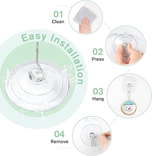 Miniatura 7 de VIS'V Ganchos de ventosa, ventosas grandes de 2.5 pulgadas con ganchos de metal, extraíbles y reutilizables, transparentes, 10 unidades