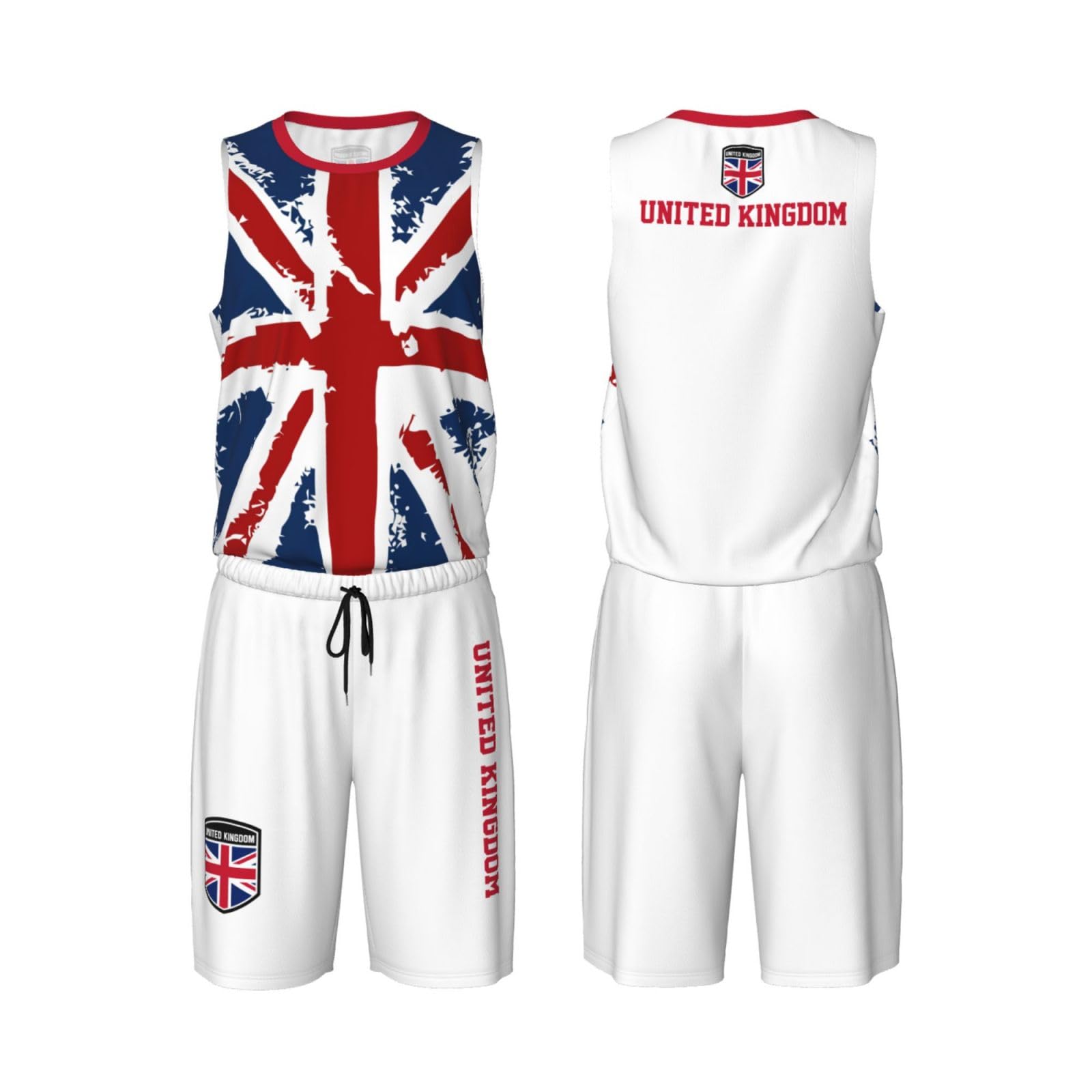 United Kingdom Flag (1) Basketball Jersey Uniform Suit for Men Adults Training Athletic Set