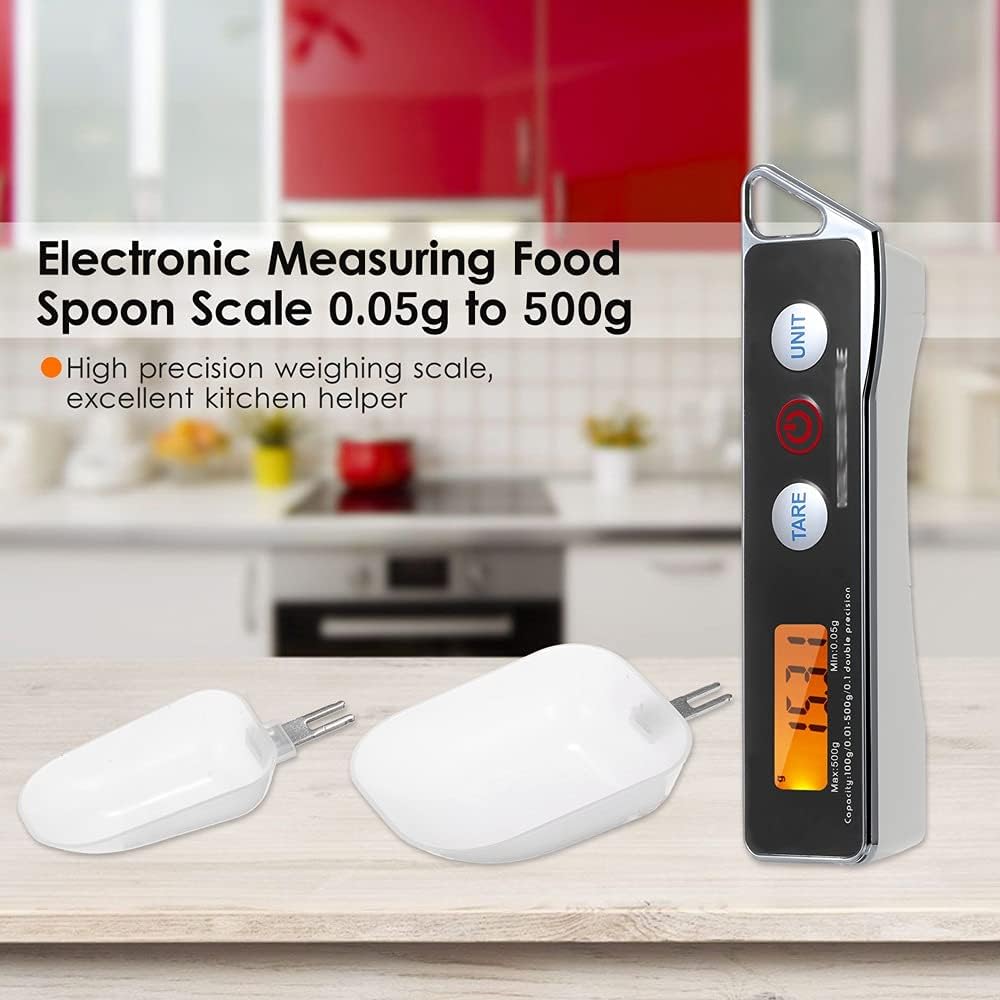 Digital Spoon Scale Electronic Measuring Kitchen Food Tare Function Capacity 0.05g-500g(Blue)