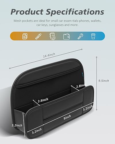 Miniatura 5 de FLORICH Organizador de asiento trasero de automóvil 5 en 1, bolsillo de almacenamiento de cuero premium con soporte para tazas, soporte plegable