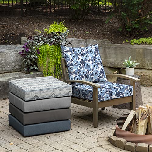 Image of Arden Outdoor Deep Seat Cushion Set (4-Pack), 24 in x 24 in, Weather-Proof, Rain-Proof, Fade Resistant Patio Cushion for Chair, Sofa, and Couch Blue Garden Floral