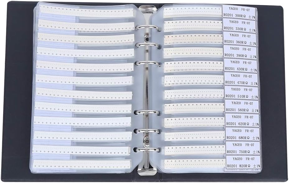 Resistor Sample Book, Black Plastic 0201 170 Value Resistors Assortment Kit for Electronic Professionals or Enthusiasts