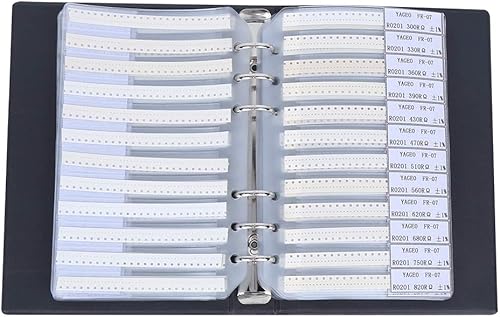 Serie 0201 Resistores Sample Book Kit de resistencias 170 Resistencias de valor Componentes electrónicos Surtido Carpeta Valor de resistencia Rango