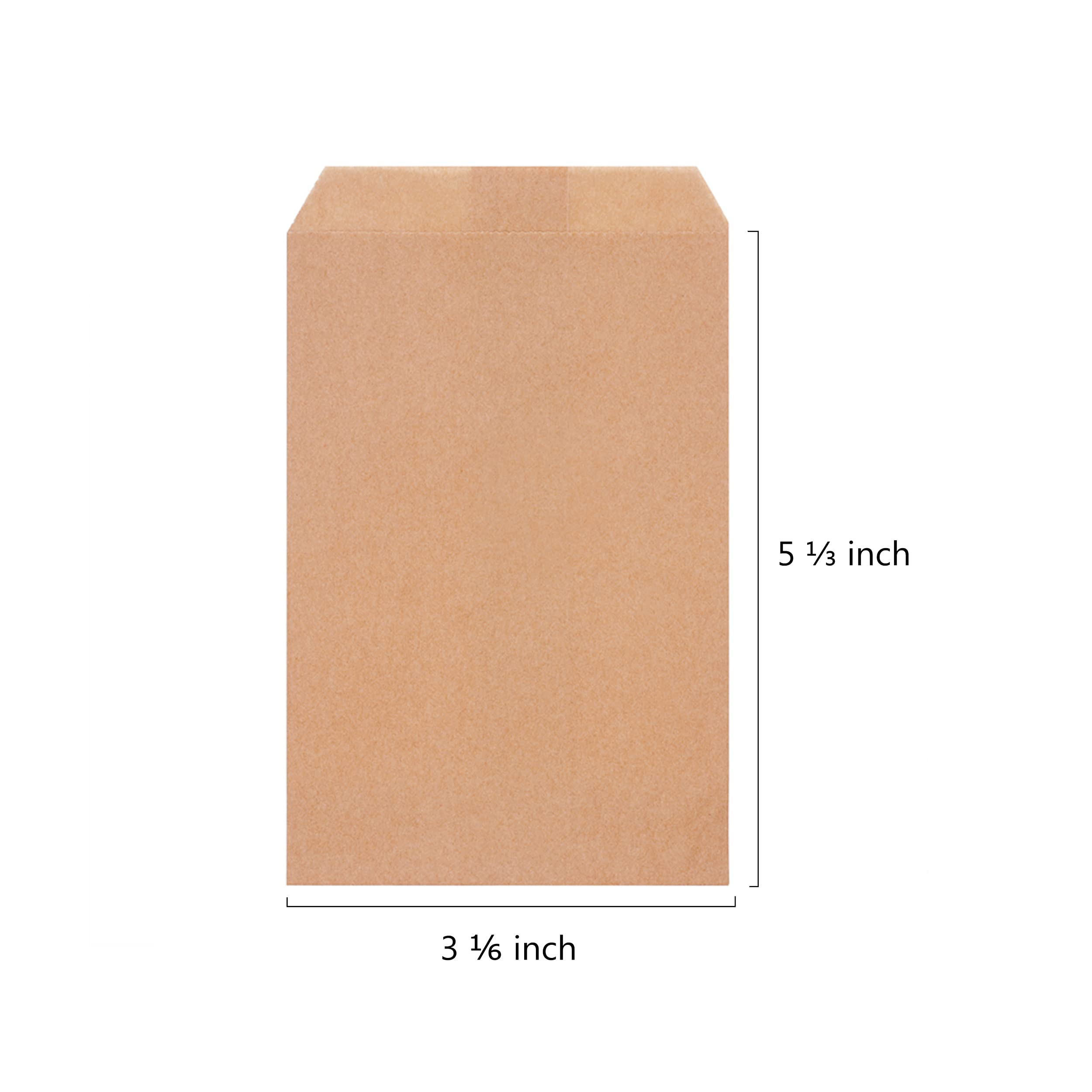 Quotidian Brown Flat Small Greaseproof Kraft Paper Bags 3" x 5" (8 x 13.3cm) Pack of 100 - Bakery Cookies Treat Candies Wedding - Image 2