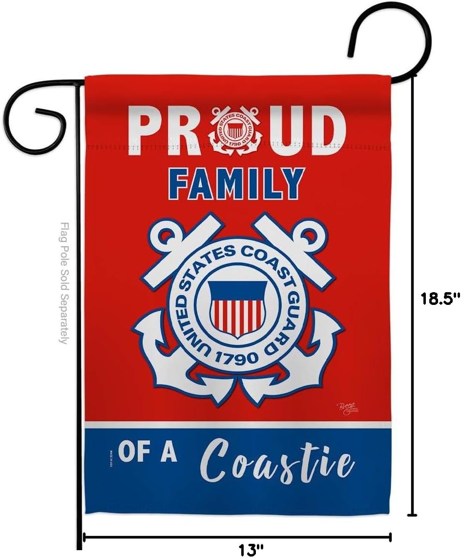 Coast Guard Proud Family Coastie Garden Flag Armed Forces USCG Semper Paratus United State American Military Veteran Retire Official Small Gift Yard House Banner Double-Sided Made In USA 13 X 18.5