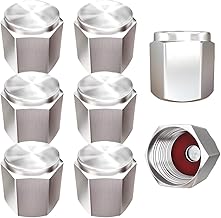 8PCS Brass Tire Valve Stem Caps - Metal Tire Stem Cover with Rubber O-Ring, Hexagon Car Wheel Tire Valve Caps Dust Proof Covers, Corrosion Resistant Leak-Proof Tire Air Caps, Universal for Most Cars
