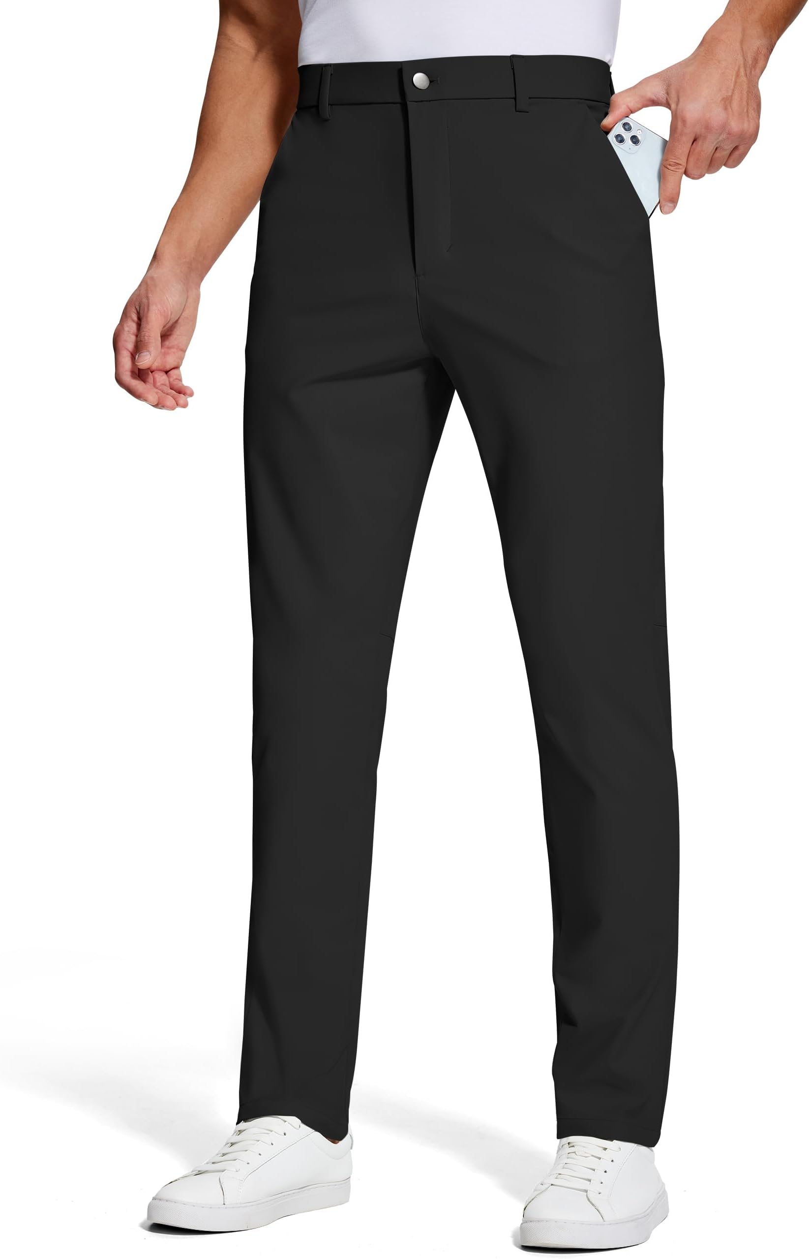 Golf Pants Men 30" 32" 34" Inseam 5 Pockets Stretch Slim Fit Lightweight Quick Dry Dress Chino Trousers