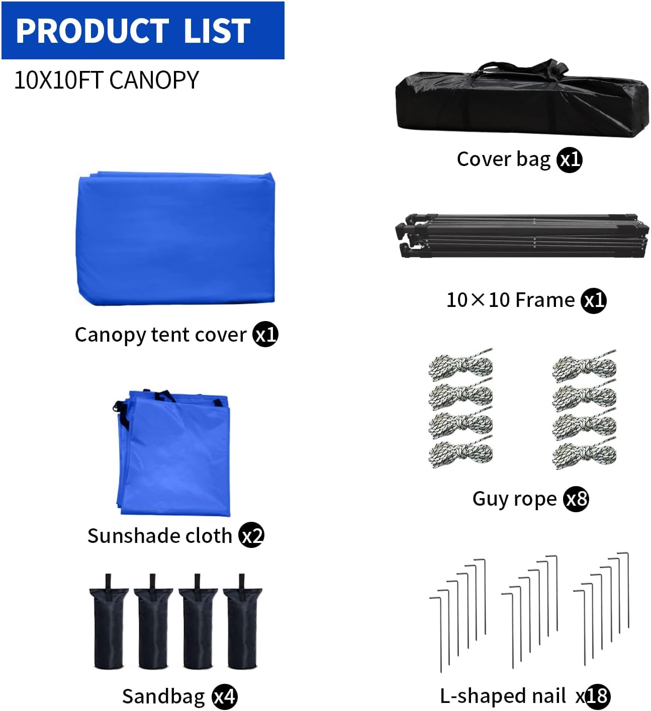 10x10 Pop Up Canopy Tent with 2 Sidewalls, Easy Up Canopy Outdoor Party Sun Shade Tent Portable Gazebo for Beach Camping Events with Carry Bag and 4 Sand Bags