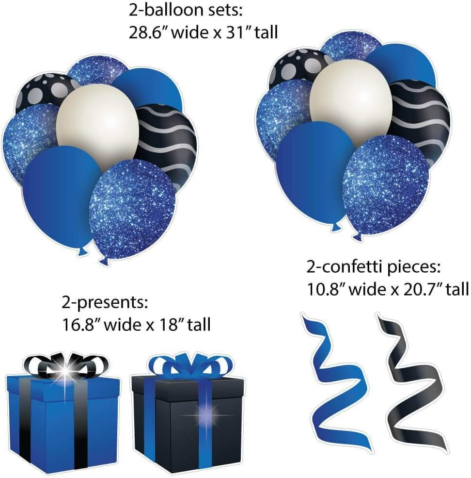 VictoryStore Yard Decorations Dripping Glitter Sparkle Birthday Flair Outdoor Yard Signs Package, 12pcs (Blue Sparkle 18861)