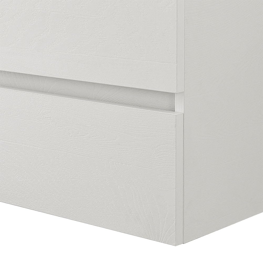 Inbagno Mobile Bagno Sospeso 70 cm Rovere Bianco – Mobiletto Con Lavabo In Ceramica E 2 Cassettoni Soft-Close – Linea Nadia
