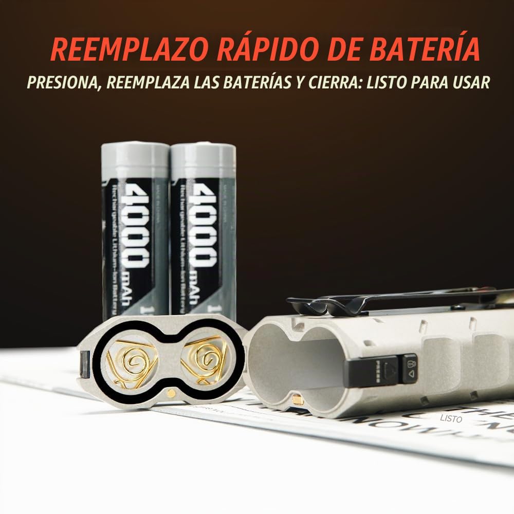 LOOP GEAR SK05 PRO Mao EDC Linterna 4360 lúmenes, linterna LED recargable de 8000 mAh y banco de energía, modos de iluminación 3 en 1 (inundación/punto/luz lateral) para camping, senderismo
