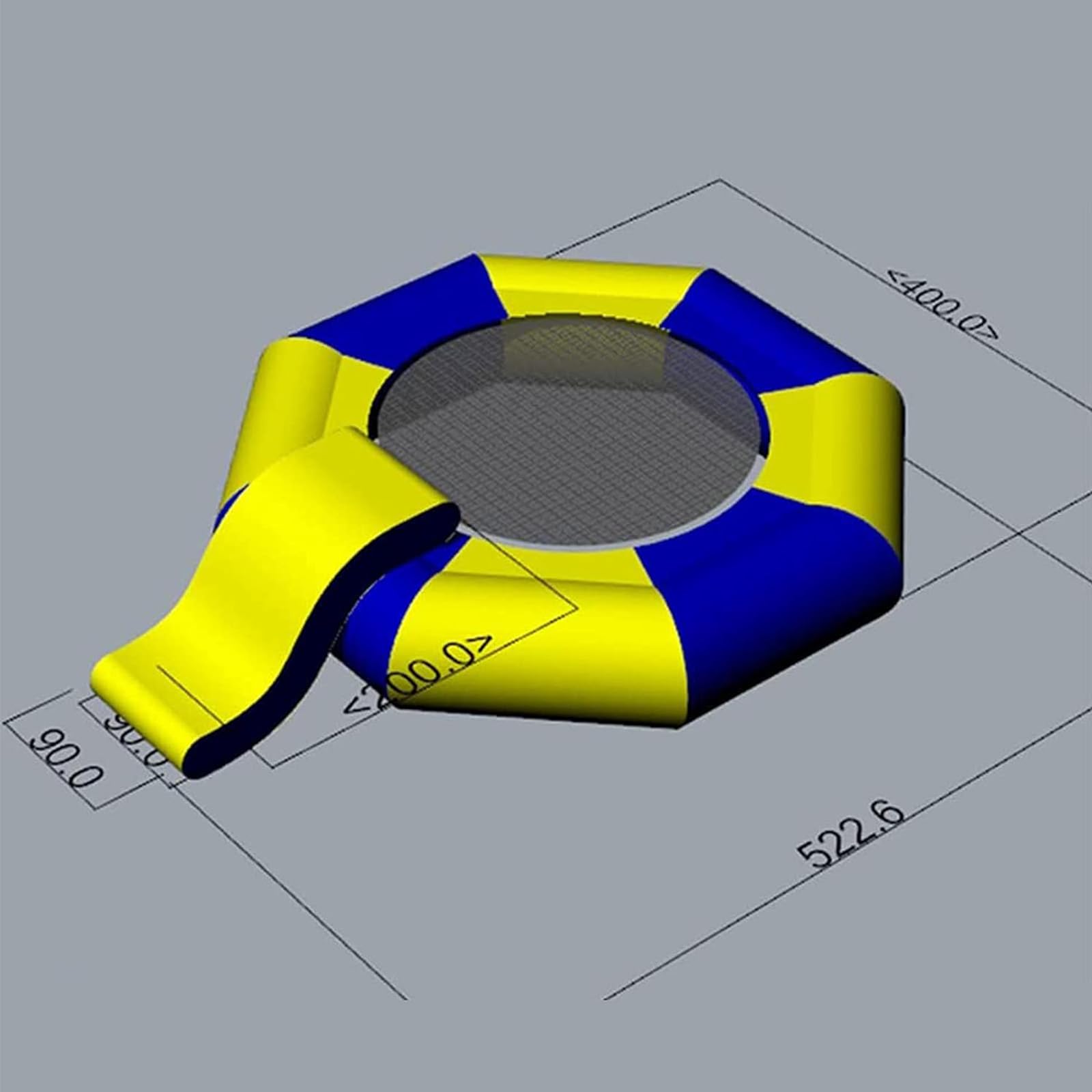 Nadmuchiwana trampolina ze zjeżdżalnią – przenośna platforma do skakania nad jeziorem i morzem – idealna do aktywności rekreacyjnych w wodzie, rodzinnej zabawy i letnich imprez