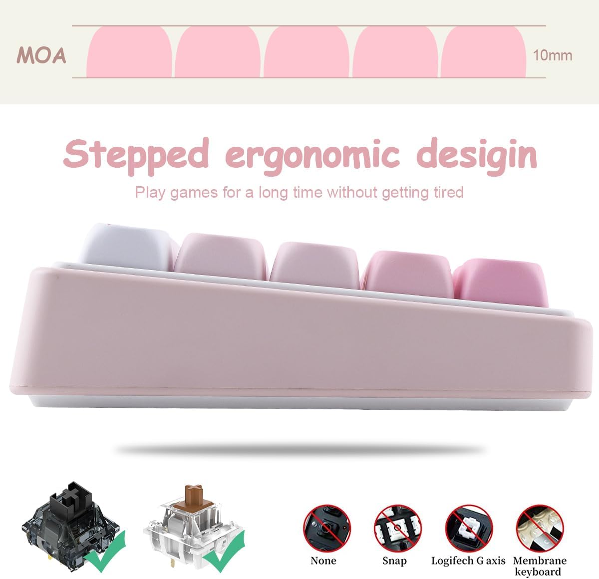 Tsungup Cherry Blossom MOA Keycaps-Pink Sakura,129 Keys Cute PBT Custom Keycaps 100 Percent,Dye Sub Key Caps Keyboard Keycap Set for MX Switches Mechanical