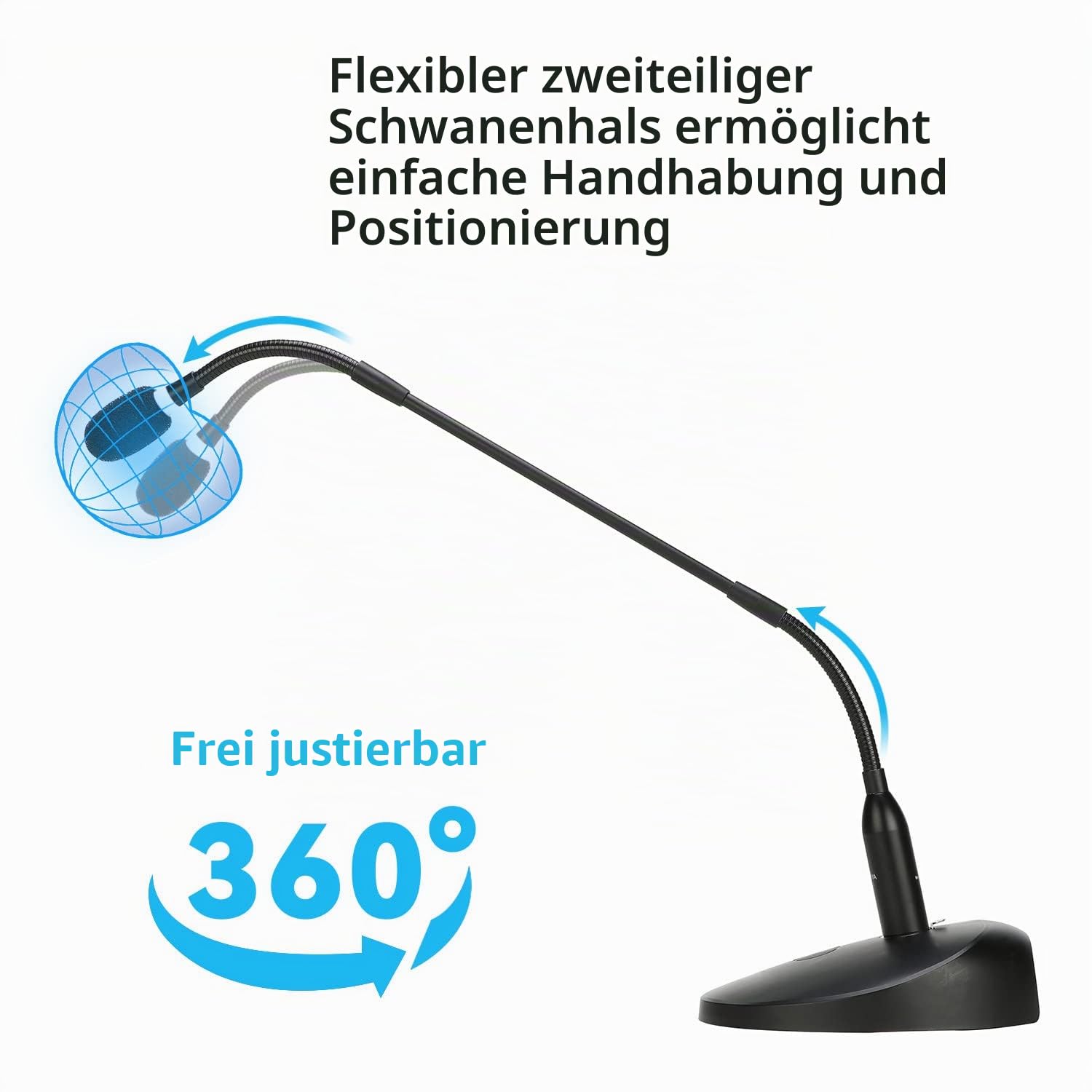 BOYA 18" Schwanenhals-Kondensatormikrofon mit Tischfuß, LED-Anzeige - Podiumsmikrofon für Konferenz Meeting Video Live Streaming Vortrag Rede Podcast (XLR BY-GM18CB)