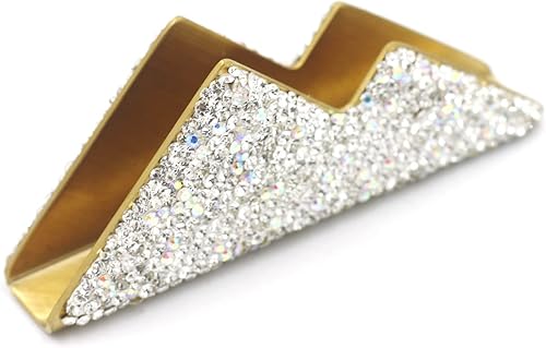 Miniatura 4 de Bestbling Tarjetero de metal con diamantes de imitación brillantes para escritorio soporte de exhibición de tarjetas de visita de escritorio plateado