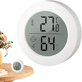 Hygrometer Indoor Humidity, Clear LCD Display Humidity Monitor Round, Portable Humidity Gauge, Long Lasting Temperature Sensor for Greenhouse, Garden, Cellar Avfora