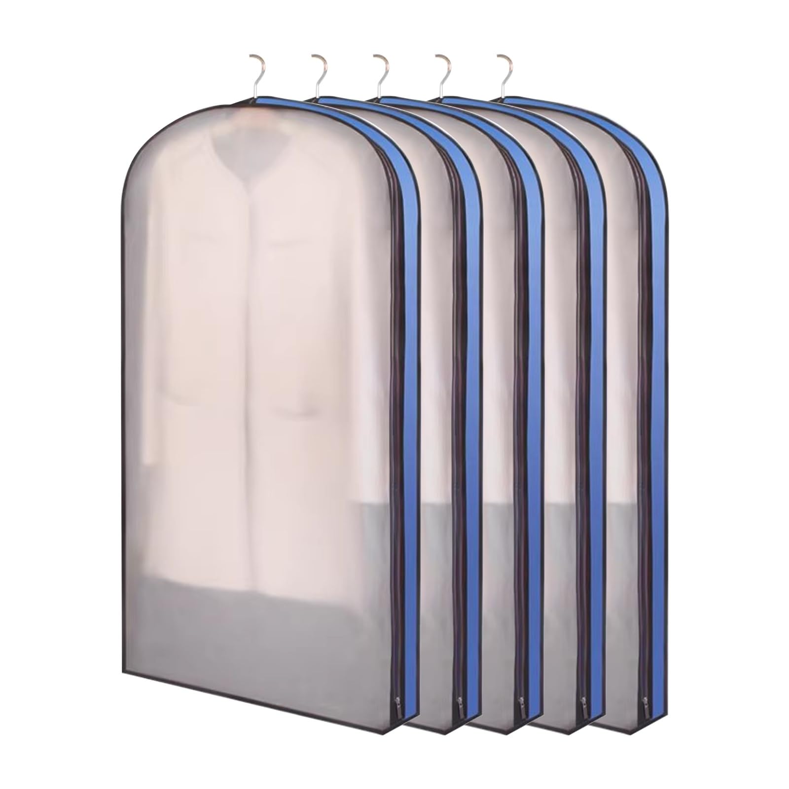 DFGHNBVC 5 Pcs Heavy Duty Garment Bags For Travel Closet Storage, 150Cm/59In For Clothes, Dresses, Coats, Jackets, Shirts - Black Gray,Blue-130Cm/51In