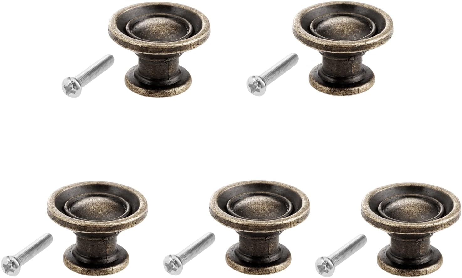 dophee 5Pcs Vintage Style Drawer Knobs, Single Hole Cabinet Pulls Handles for Jewelry Box Wood Case Dresser Bin Wardrobe Bookcase with Screws, 1.14"x0.75", Antique Bronze
