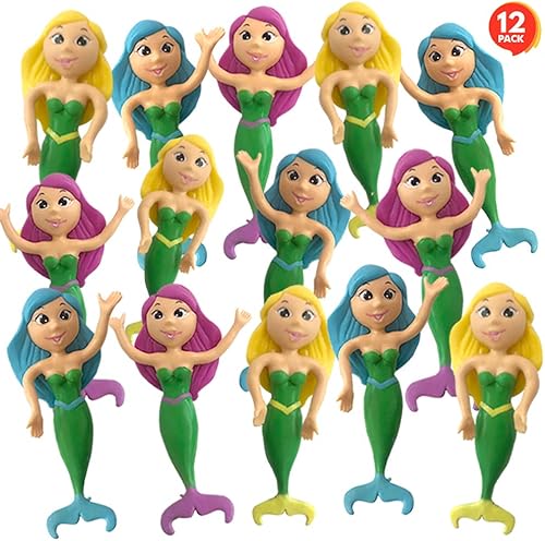 ArtCreativity Figuras de sirena flexibles, juego de 12 figuras mágicas flexibles, juguetes para aliviar el estrés para niños, recuerdos de fiesta de