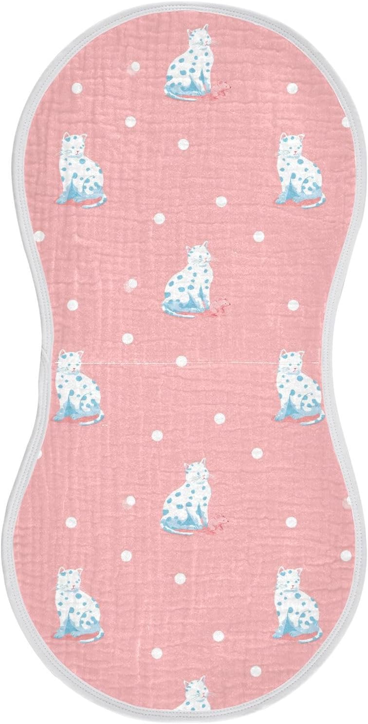 vvfelixl Cat and Mouse Burp Cloths for Baby Boy Girls Baby Washcloths Burp Rags 1 Pack