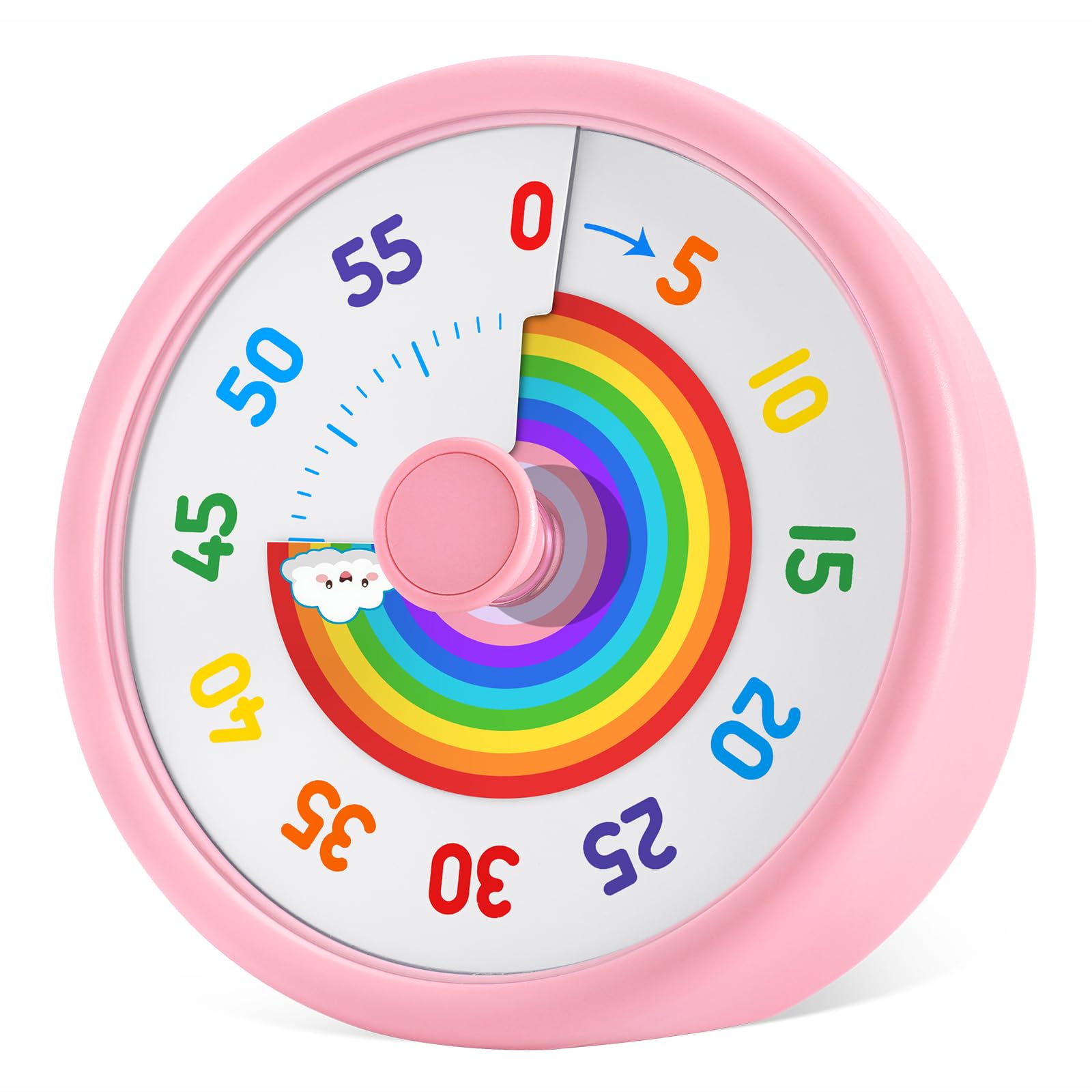 Temporizador visual infantil de 60 minutos con disco arcoíris y funcionamiento silencioso