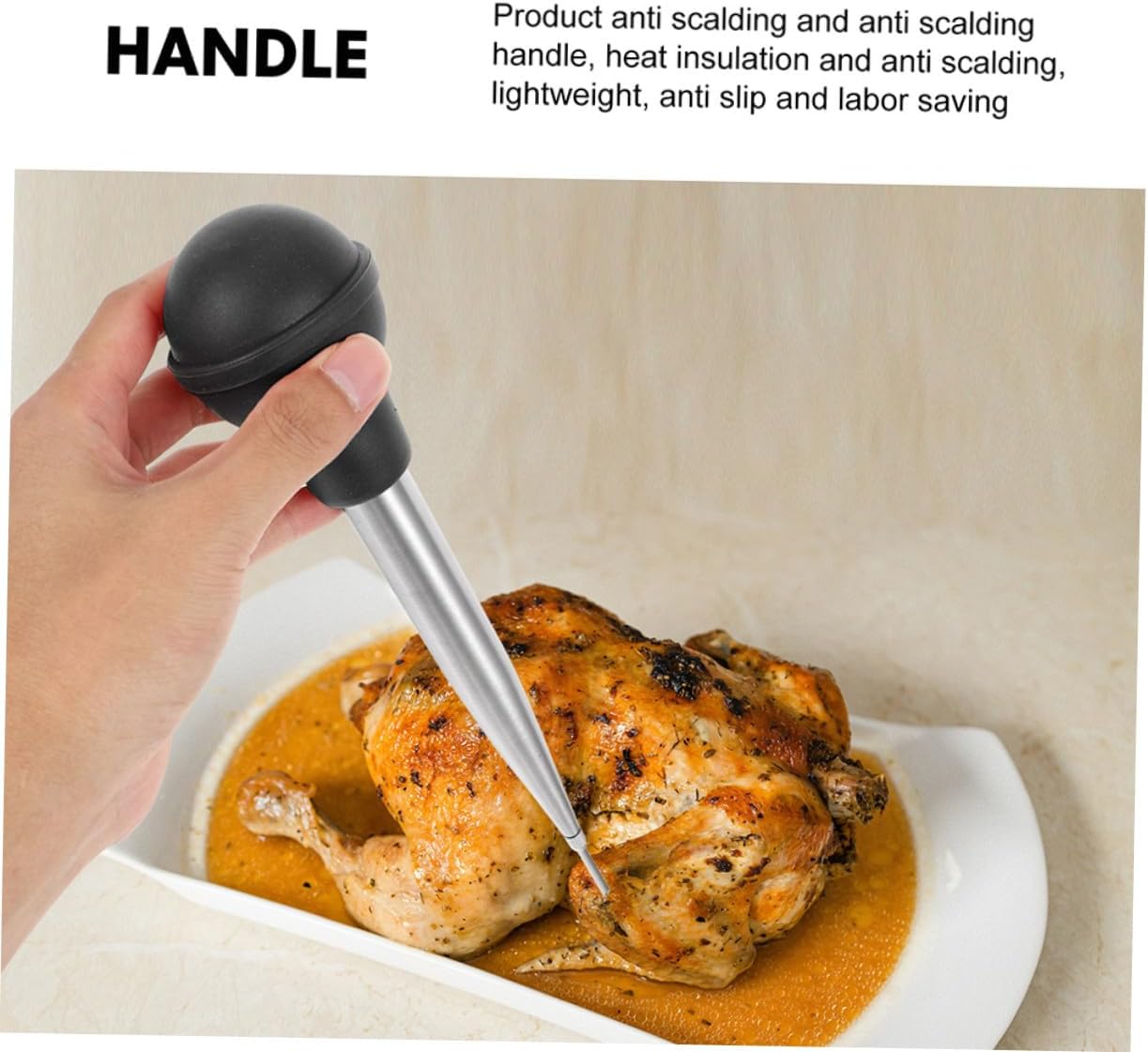 Stainless Steel Bbq Injector with Flexible Seasoning Tube Reusable Turkey Baster Needle for Marinading Meat Roasting Grilling and Outdoor Cooking