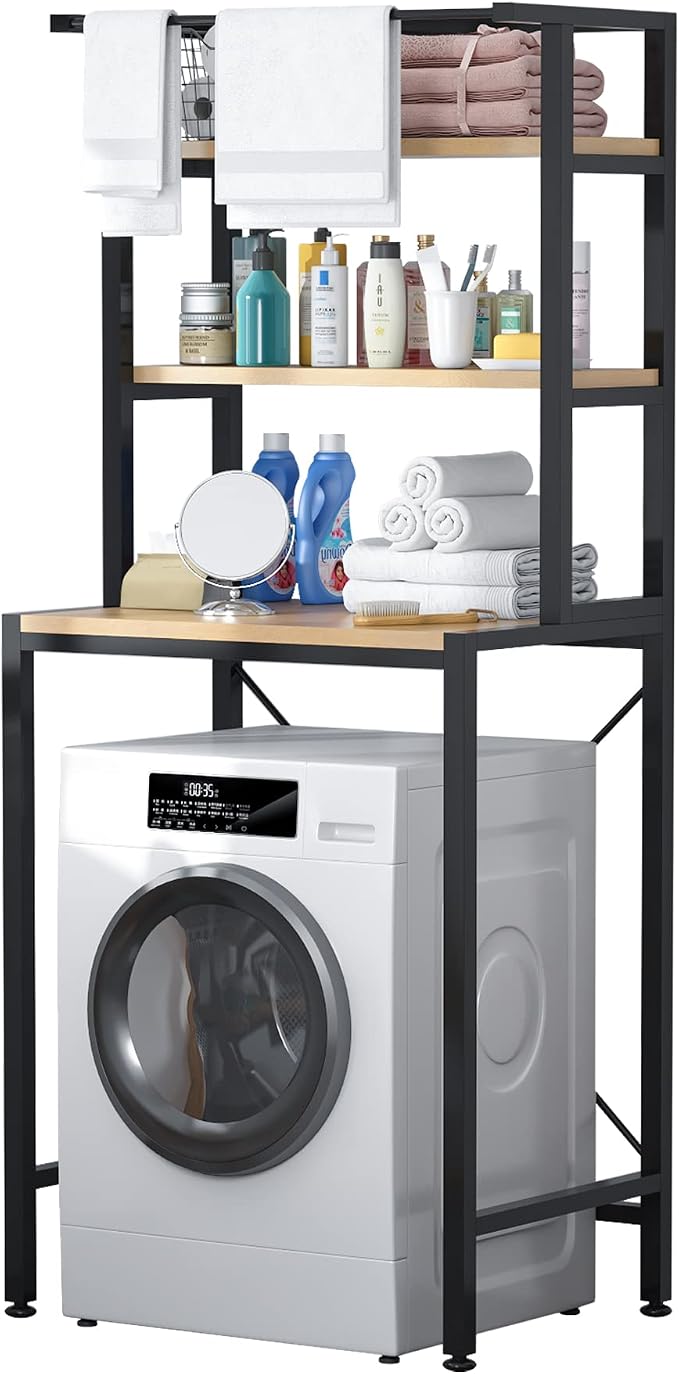 Étagère Rangement Machine à Laver - 3 Niveaux Blanc - Réglable & Gain De Place - 30kg Max