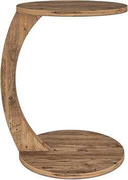 interGO-Wheeled C Coffee Table Sofa Stand Side Table Nail Table Coffee Table Service Coffee Table (Single Size, Atlantic Pine)