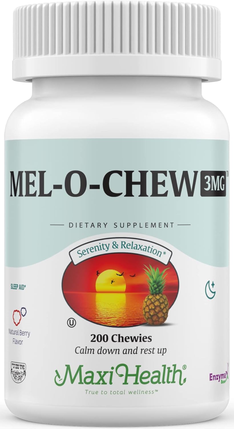 Maxi Health Melatonin 3 mg for Adults & Teens – Help Support Natural Sleep with Chewable Melatonin – Non-Habit Forming Kosher Sleep Support Kosher (200 Units)